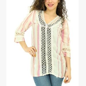 XL white and pink tunic top